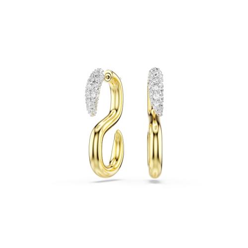 Earrings, Round cut, White, Mixed metal finish