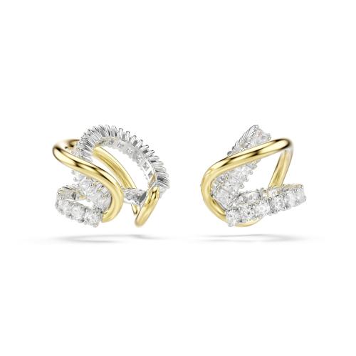 Ear cuffs, Mixed cuts, White, Mixed metal finish Hyperbola Swarovski