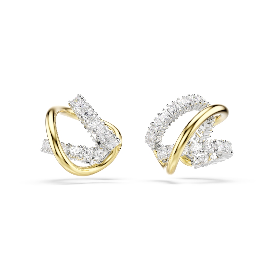 Ear cuffs, Mixed cuts, White, Mixed metal finish Hyperbola Swarovski 4