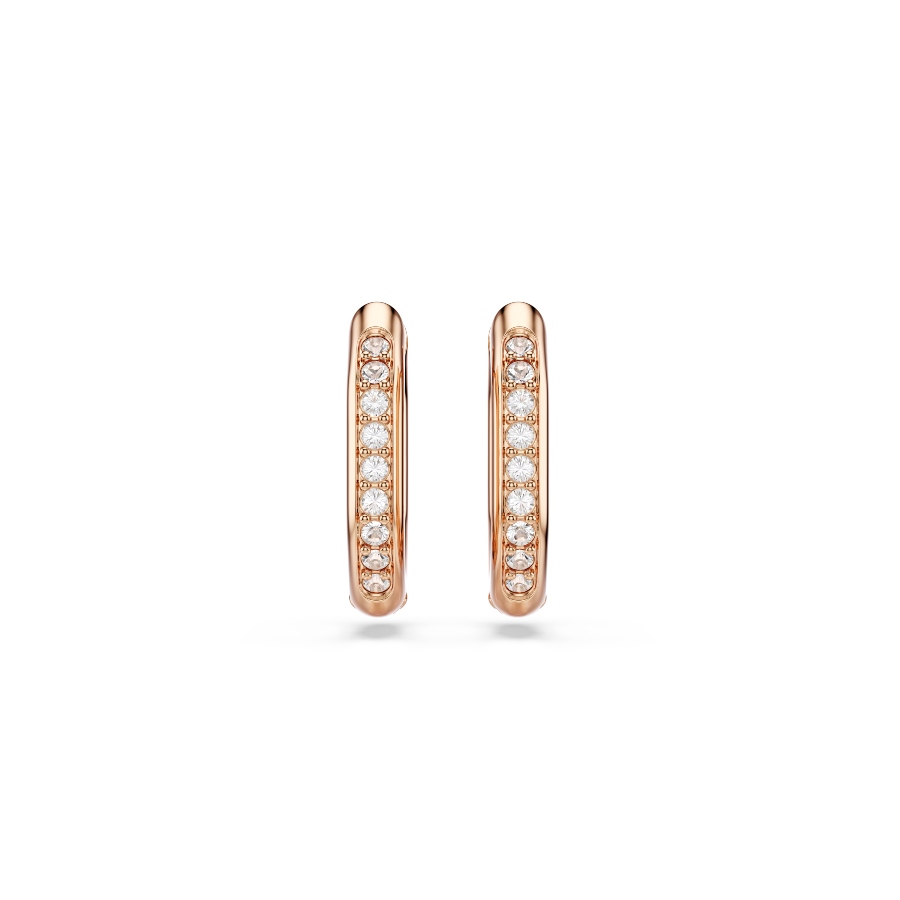 Hoop earrings, Octagon shape, Round cut, White, Rose gold-tone plated Dextera Swarovski 2