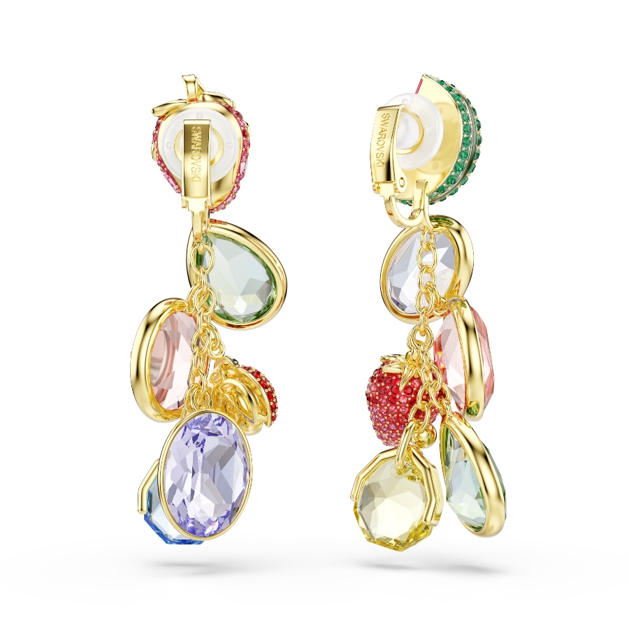 Clip earrings, Mixed cuts, Fruit, Ladybug, Multicolored, Gold-tone plated Idyllia Swarovski 4