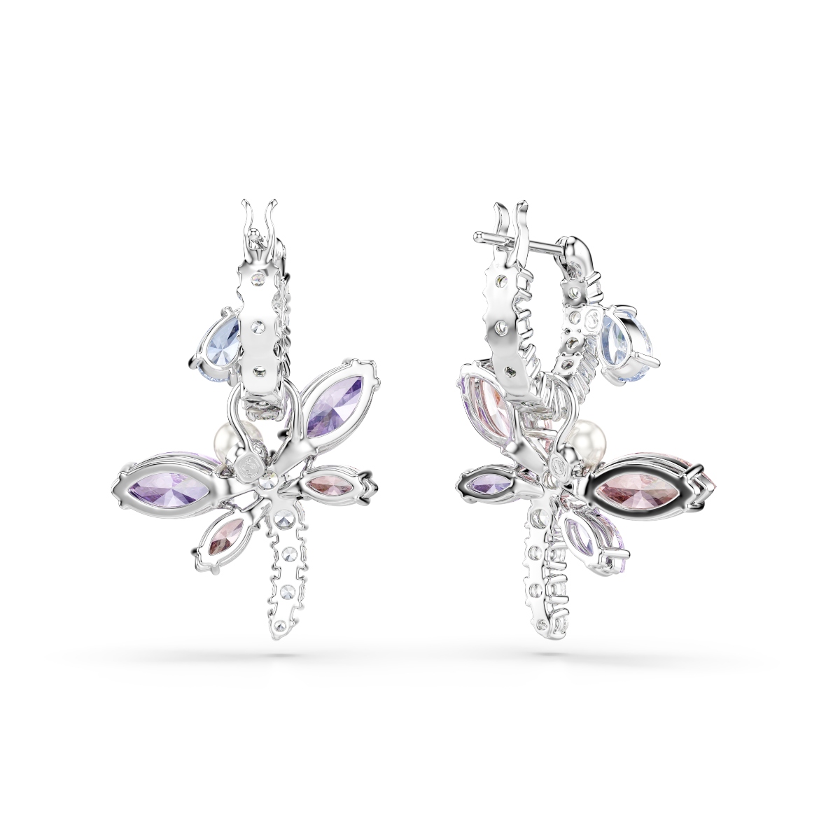 Drop earrings, Mixed cuts, Dragonfly, Multicolored, Rhodium plated Ariana Grande x Swarovski Swarovski 4