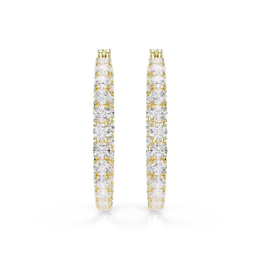 Hoop earrings, Round cut, White, Gold-tone plated Matrix Swarovski 2