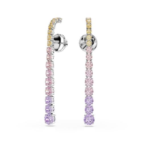 Серьги-подвески, разноцветные, Родиевое покрытие Matrix Swarovski