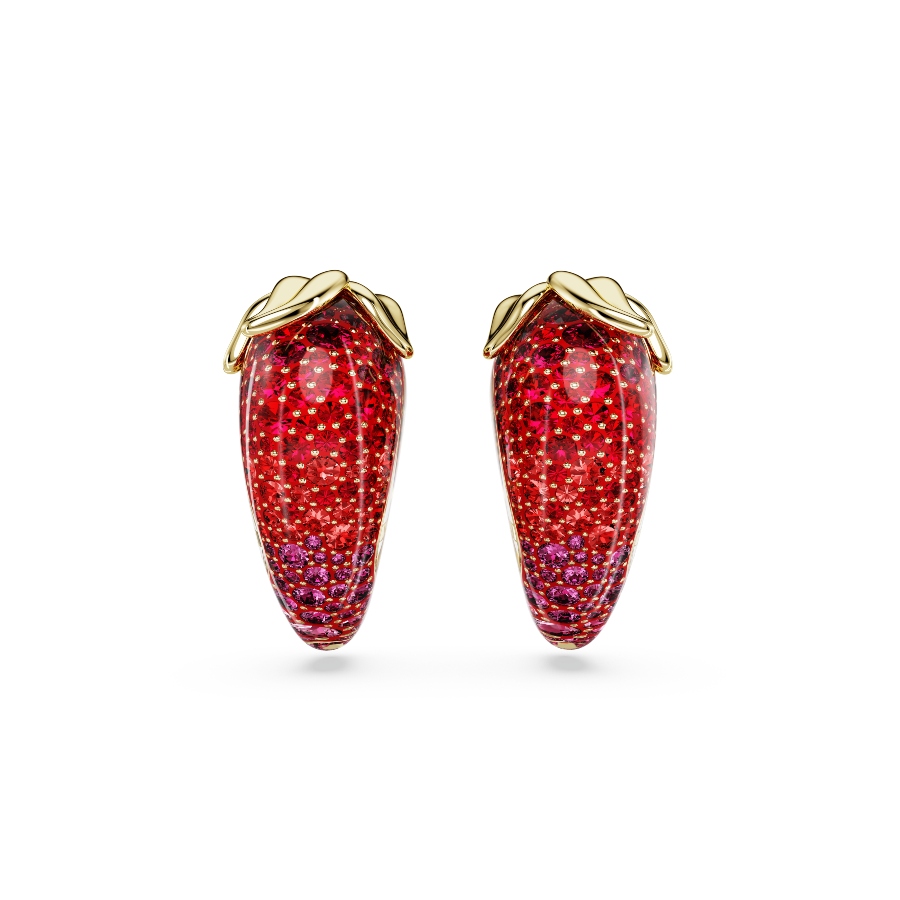 Clip earrings, Red, Gold-tone plated Idyllia Swarovski 2