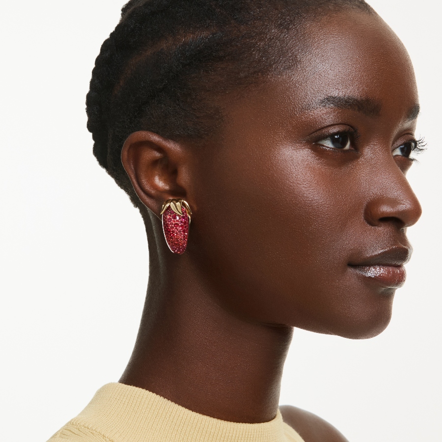 Clip earrings, Red, Gold-tone plated Idyllia Swarovski 5