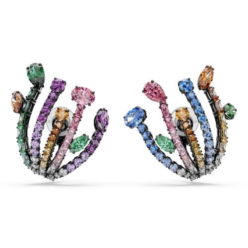 Auskari, Dažādu griezumu kristāli, Pušķis, Daudzkrāsains kristāls, Rutēnija pārklājums Matrix Swarovski