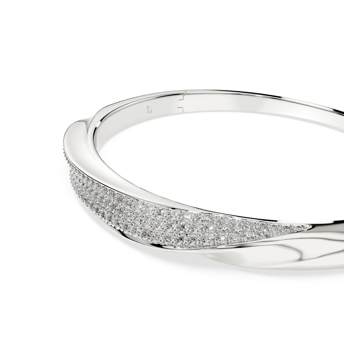 Cieta rokassprādze, Apaļais griezums, Balts, Sterlingsudrabs Classica Swarovski 4