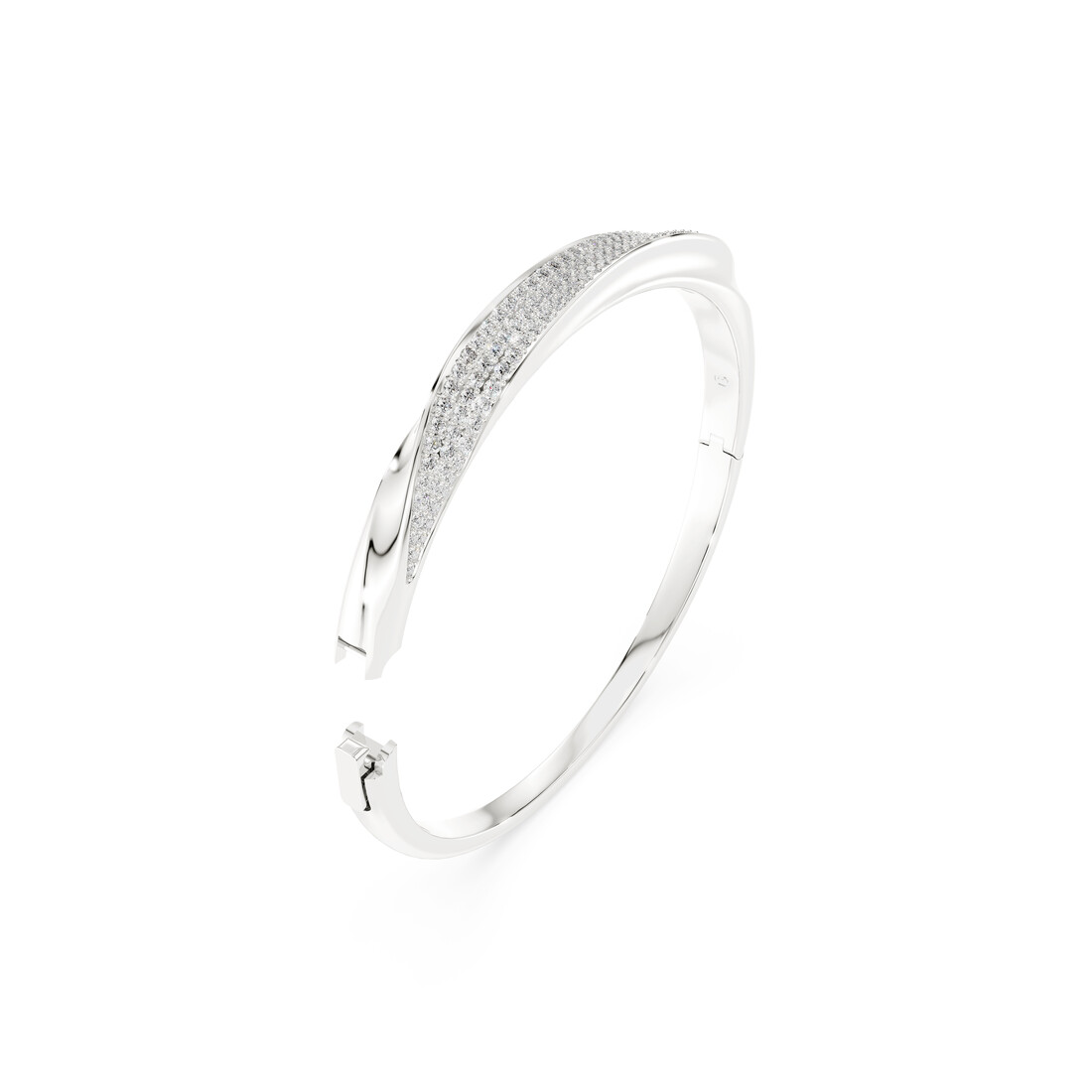 Cieta rokassprādze, Apaļais griezums, Balts, Sterlingsudrabs Classica Swarovski 2