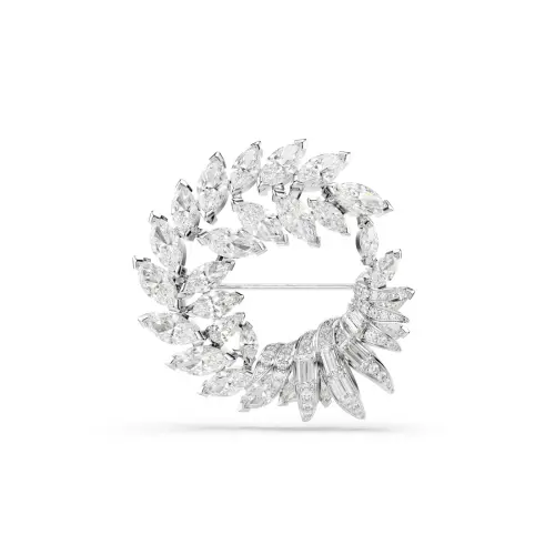 Brooch, Marquise cut, White, Rhodium plated Mesmera Swarovski
