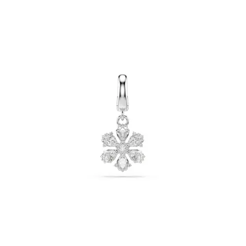 Charm, Mixed cuts, Snowflake, White, Rhodium plated