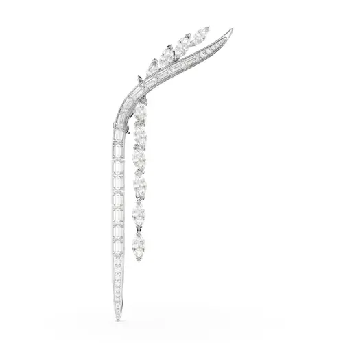 Brooch, Mixed cuts, White, Rhodium plated Mesmera Swarovski