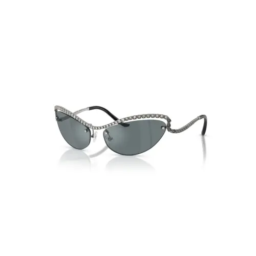 Sunglasses, Cat-eye shape, Silver tone Matrix Swarovski