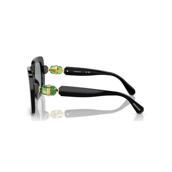 Sunglasses, Oversized, Square shape, Black Lucent Swarovski 3