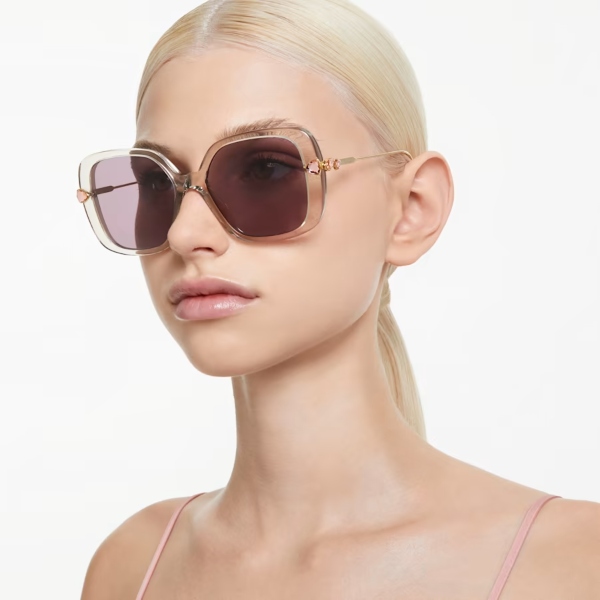 Sunglasses, Oversized, Square shape, Purple Mesmera Swarovski 4