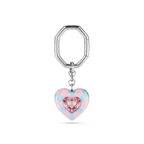 Key ring, Heart cut, Heart, Multicolored, Rhodium plated