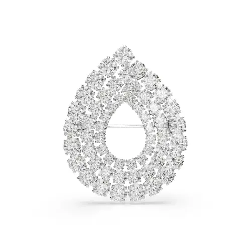 Brooch, Round cut, White, Rhodium plated Matrix Swarovski