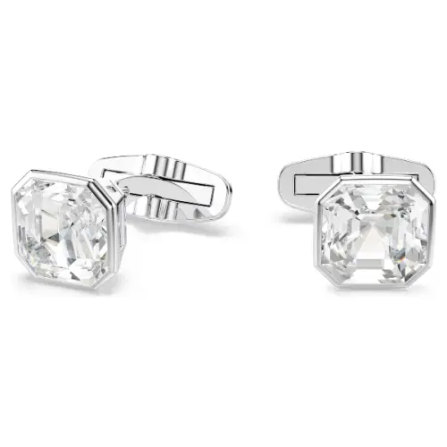 Cufflinks, Octagon cut, White, Rhodium plated Millenia Swarovski