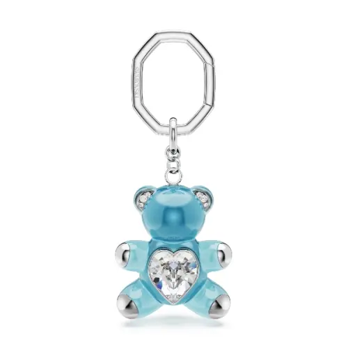 Key ring, Bear, Blue, Rhodium plated