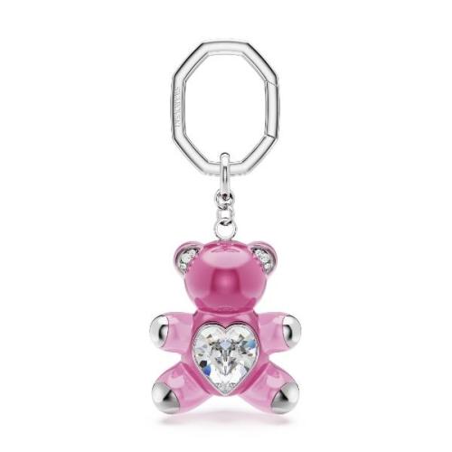 Key ring, Bear, Pink, Rhodium plated
