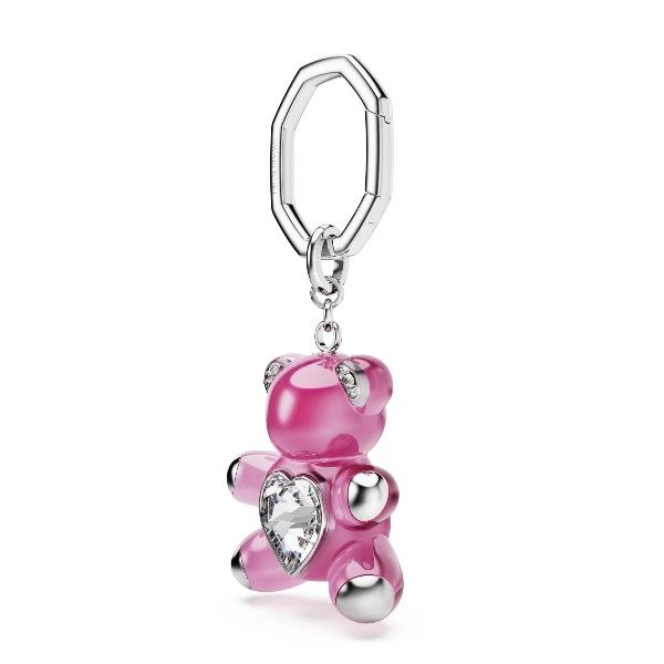 Key ring, Bear, Pink, Rhodium plated Teddy Swarovski 2