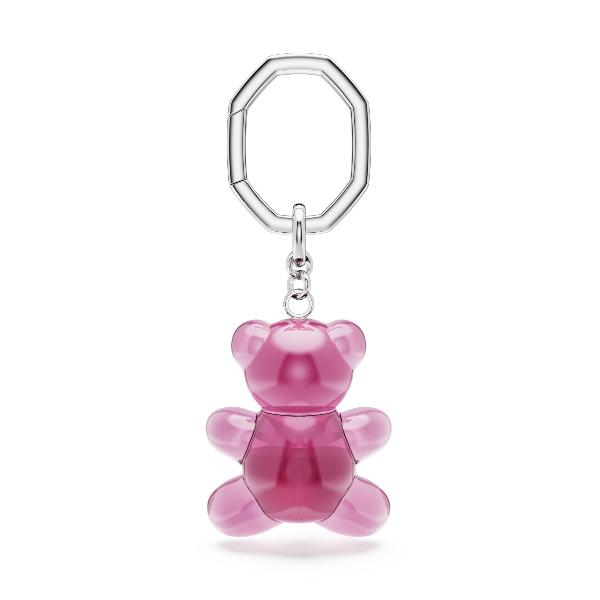 Key ring, Bear, Pink, Rhodium plated Teddy Swarovski 5