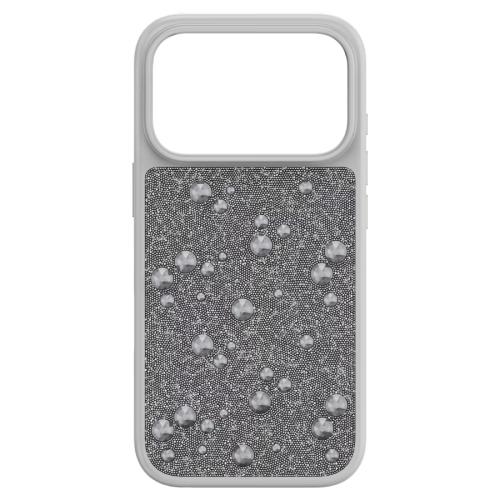 Smartphone case, Flat Back crystals, iPhone® 17 Pro, Silver tone High Swarovski