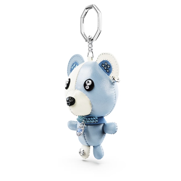 Bag charm, Bear, Blue, Rhodium plated Teddy Swarovski 2