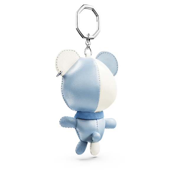 Bag charm, Bear, Blue, Rhodium plated Teddy Swarovski 4