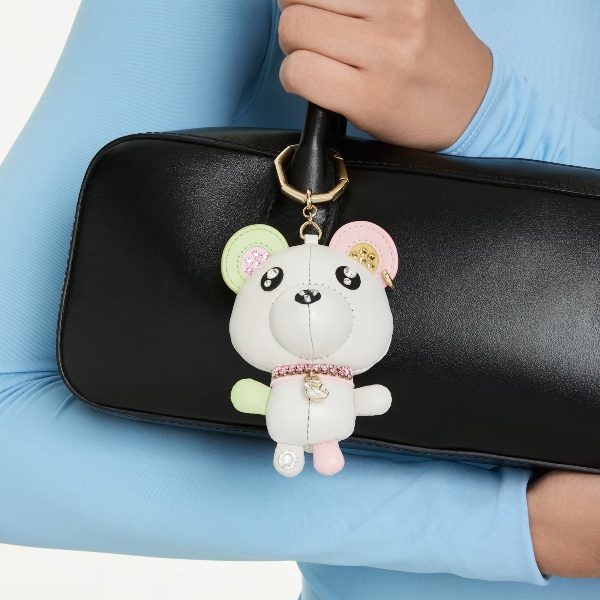 Bag charm, Bear, Multicolored, Gold-tone plated Teddy Swarovski 5