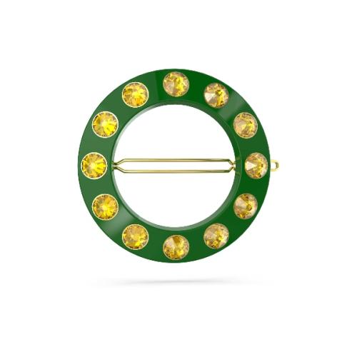 Hair Сlip, Green, Gold-tone plated Chroma Swarovski