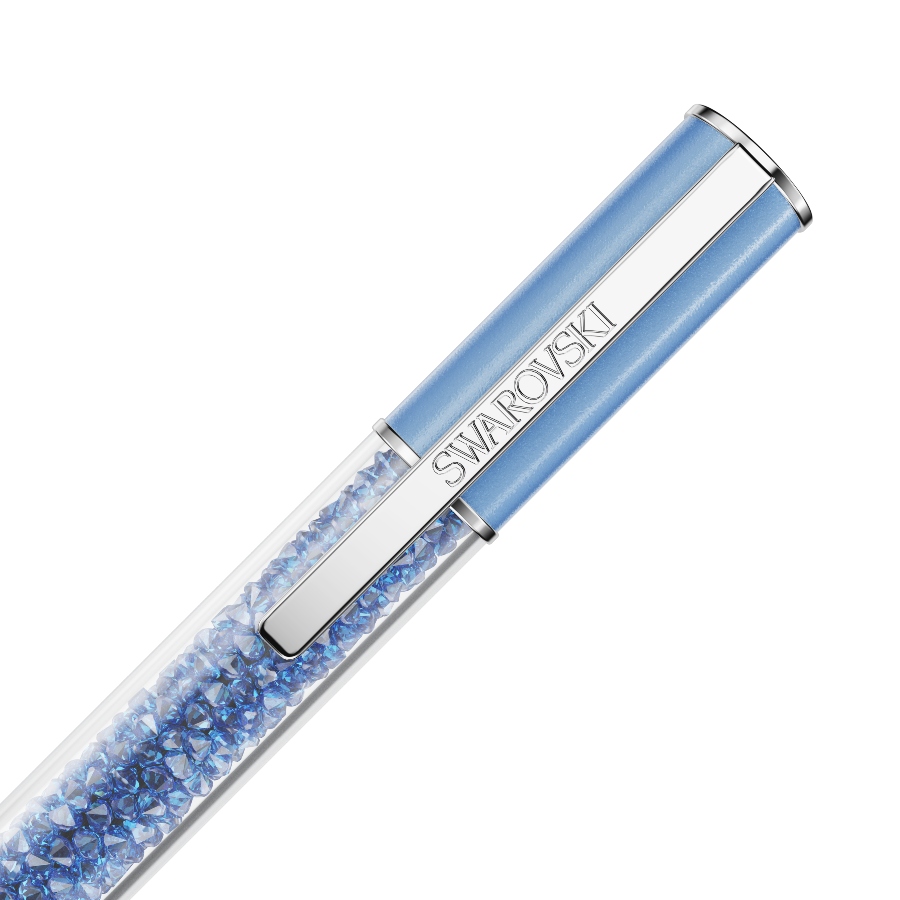 Ballpoint pen, ReCreated™ crystals, Blue, Blue lacquered, Chrome plated Crystalline Swarovski 3