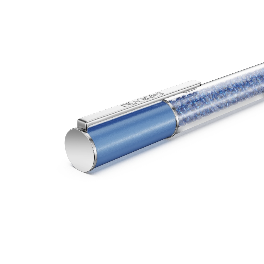 Ballpoint pen, ReCreated™ crystals, Blue, Blue lacquered, Chrome plated Crystalline Swarovski 4