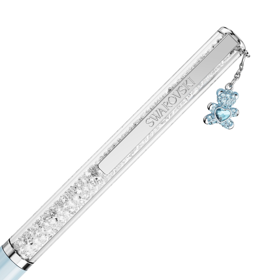 Ballpoint pen, Teddy, Blue, Blue lacquered, Chrome plated Crystalline Swarovski 3
