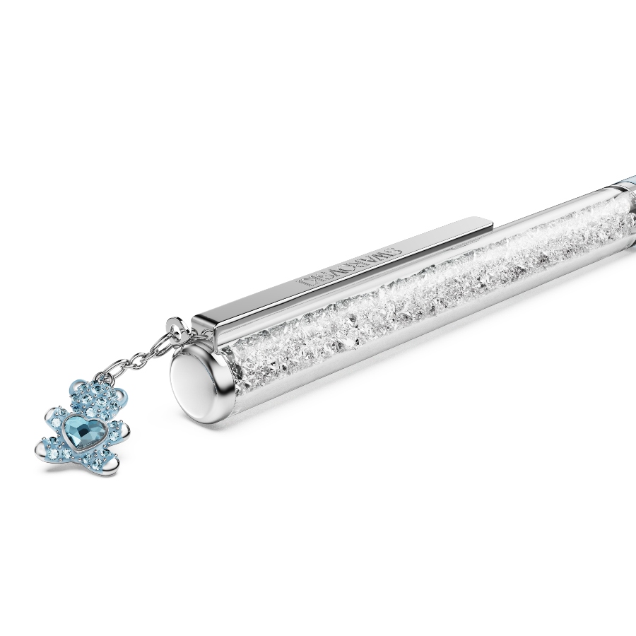 Ballpoint pen, Teddy, Blue, Blue lacquered, Chrome plated Crystalline Swarovski 4