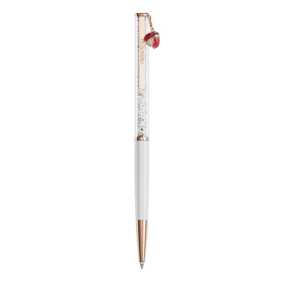 Ballpoint pen, Ladybug, White, Red lacquered, Rose gold-tone plated Crystalline Swarovski 2