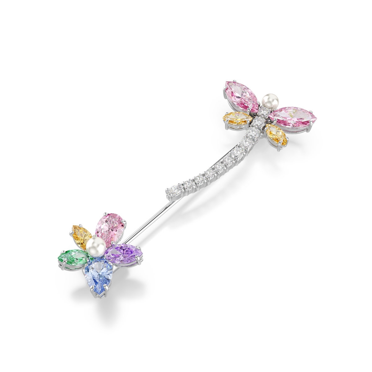 Brooch, Mixed cuts, Dragonfly, Multicolored, Rhodium plated Ariana Grande x Swarovski Swarovski 4