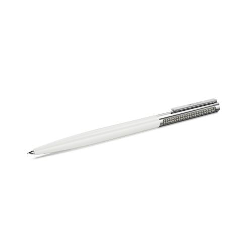 Ballpoint pen, White, Chrome plated Matrix Swarovski