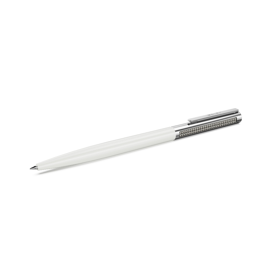 Ballpoint pen, White, Chrome plated Matrix Swarovski