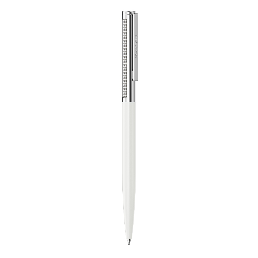 Ballpoint pen, White, Chrome plated Matrix Swarovski 2