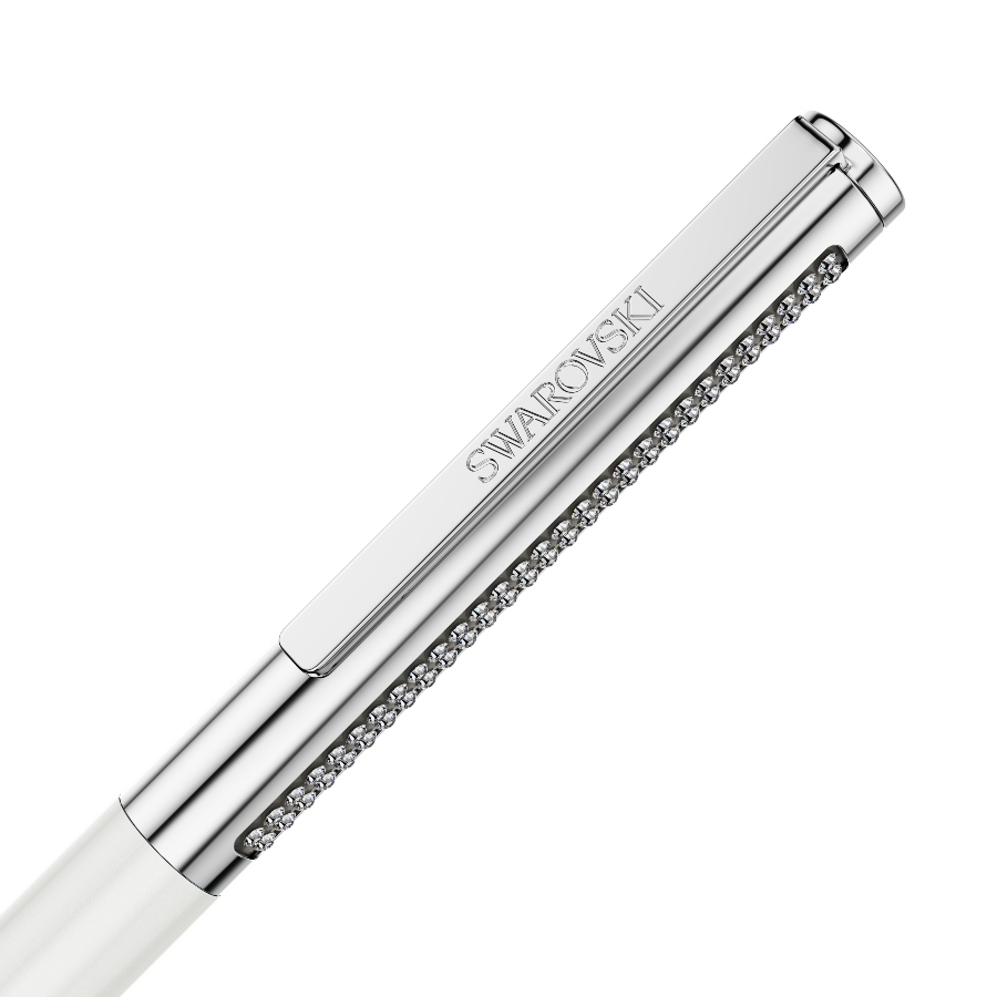 Ballpoint pen, White, Chrome plated Matrix Swarovski 3