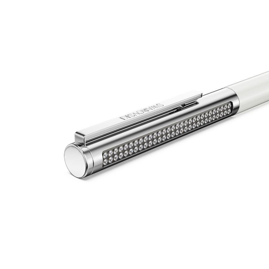 Ballpoint pen, White, Chrome plated Matrix Swarovski 4
