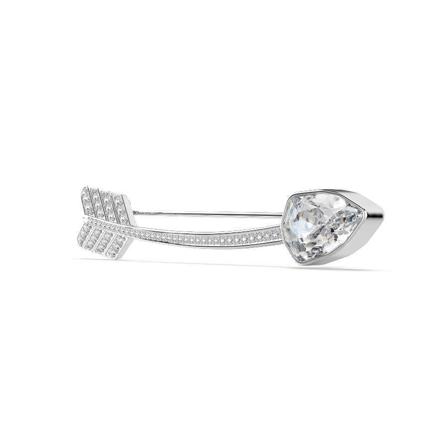 Brooch, Mixed cuts, Arrow, White, Rhodium plated Idyllia Swarovski 2