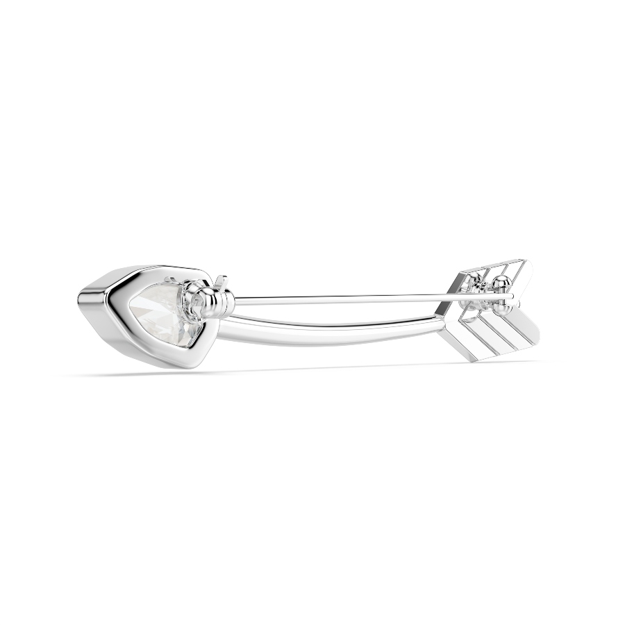 Brooch, Mixed cuts, Arrow, White, Rhodium plated Idyllia Swarovski 4