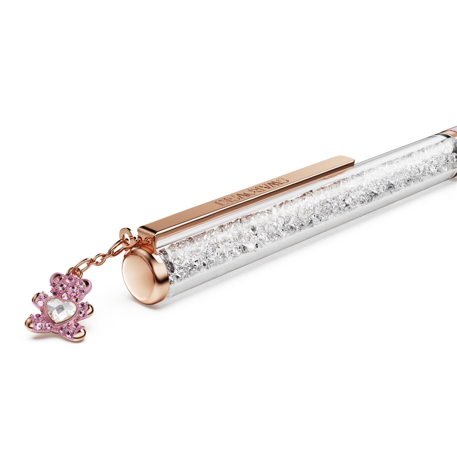 Ballpoint pen, Teddy, Pink, Pink lacquered, Rose gold-tone plated Crystalline Swarovski 4