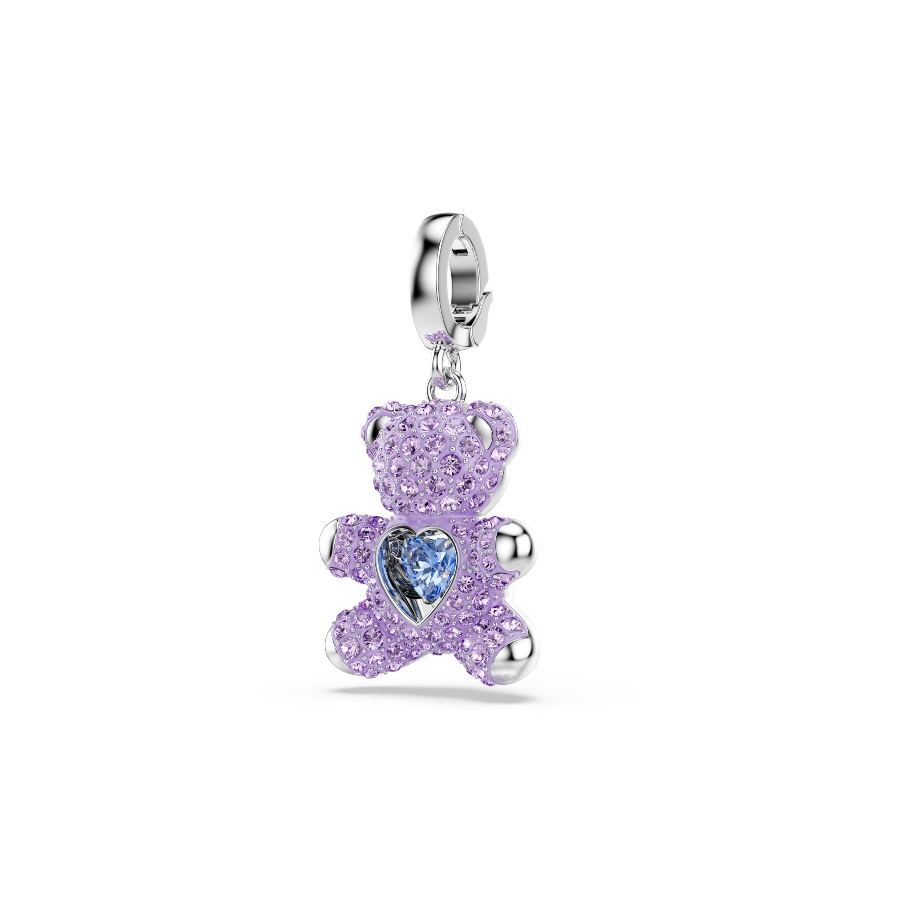 Charm, Mixed cuts, Teddy, Purple, Rhodium plated Idyllia Swarovski 2