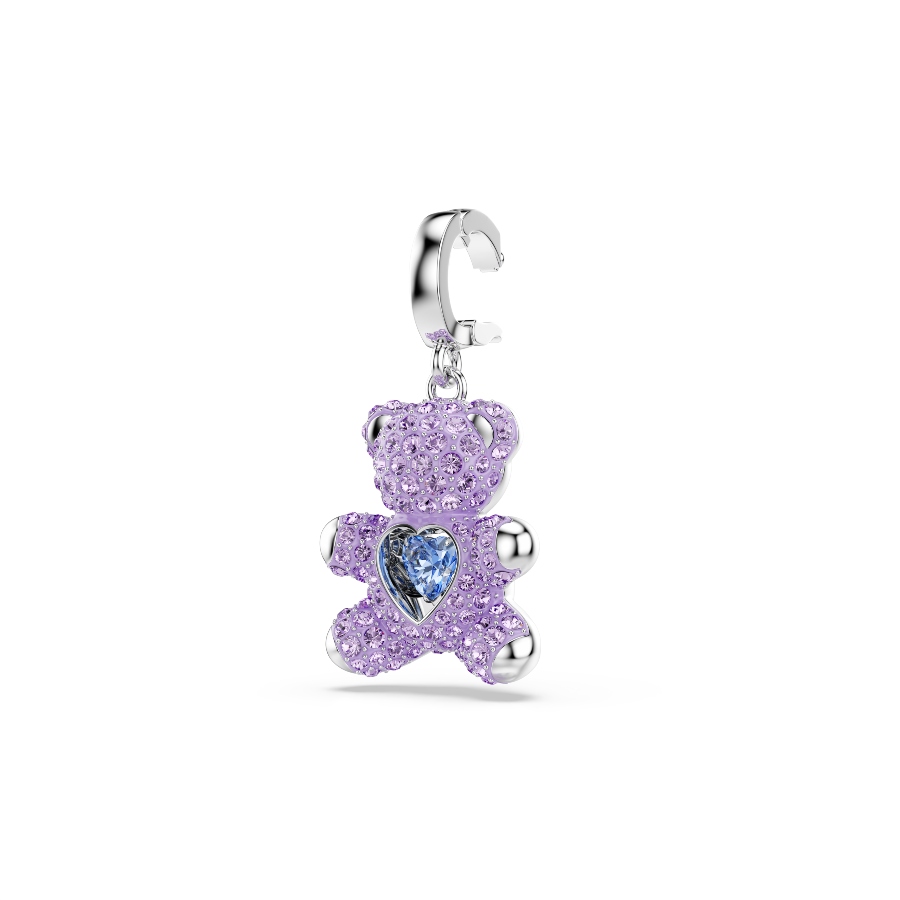 Charm, Mixed cuts, Teddy, Purple, Rhodium plated Idyllia Swarovski 3