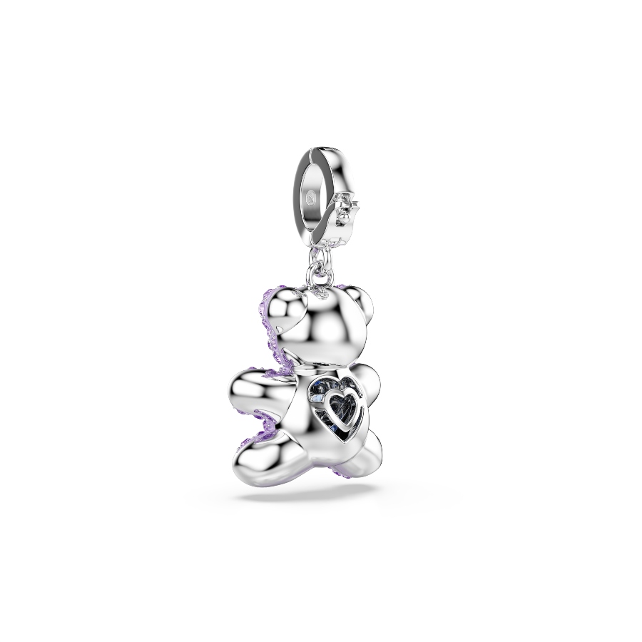 Charm, Mixed cuts, Teddy, Purple, Rhodium plated Idyllia Swarovski 5