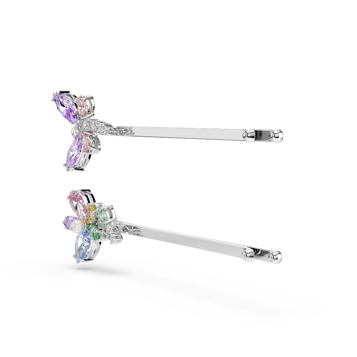 Hair pin, Mixed cuts, Dragonfly, Flower, Multicolored, Rhodium plated Ariana Grande x Swarovski Swarovski 2