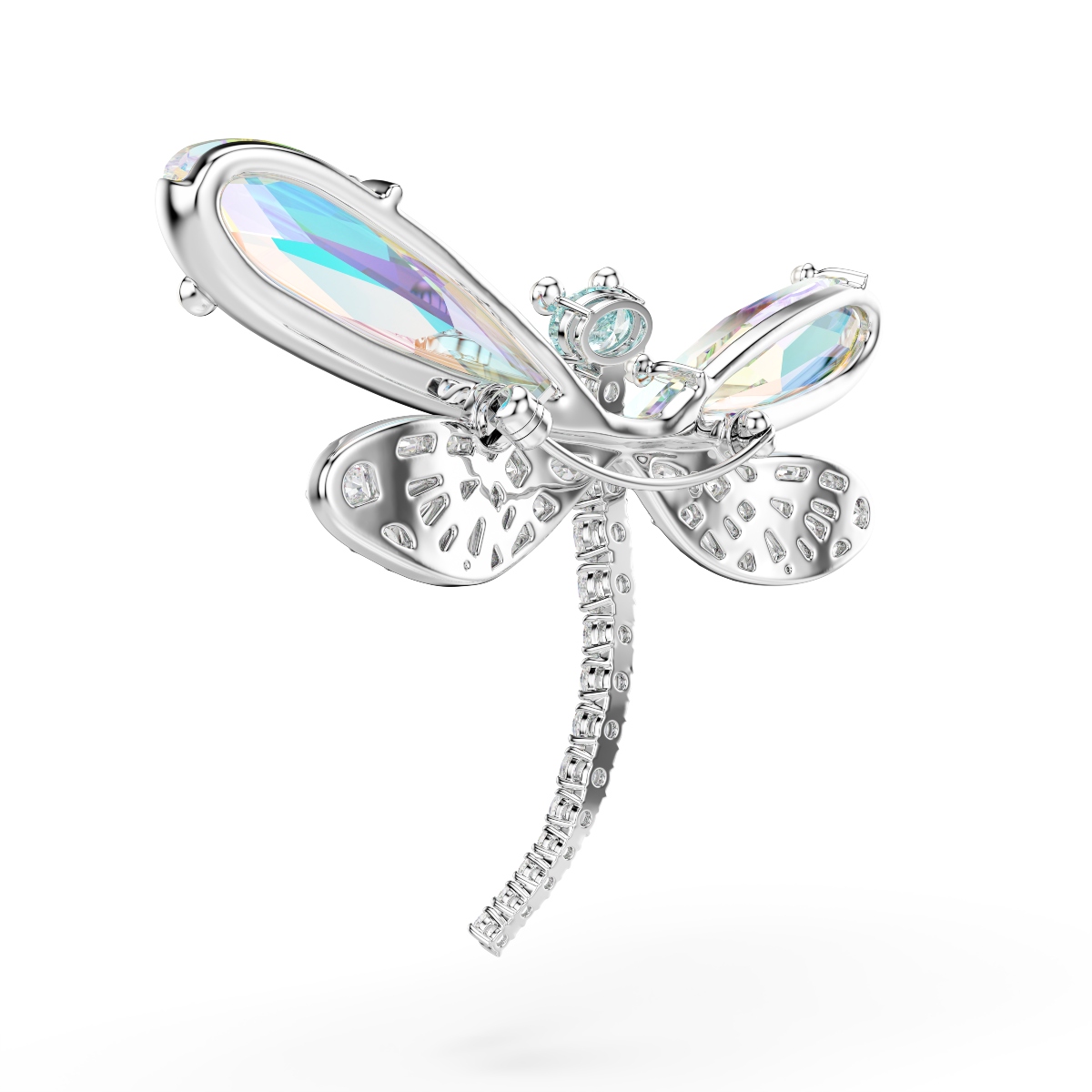 Brooch and hair accessory, Mixed cuts, Dragonfly, Green, Rhodium plated Ariana Grande x Swarovski Swarovski 5
